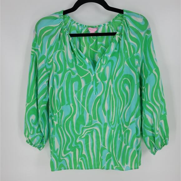 Lilly Pulitzer Finders Keepers Silk Sarabeth Blouse S - Picture 2 of 10